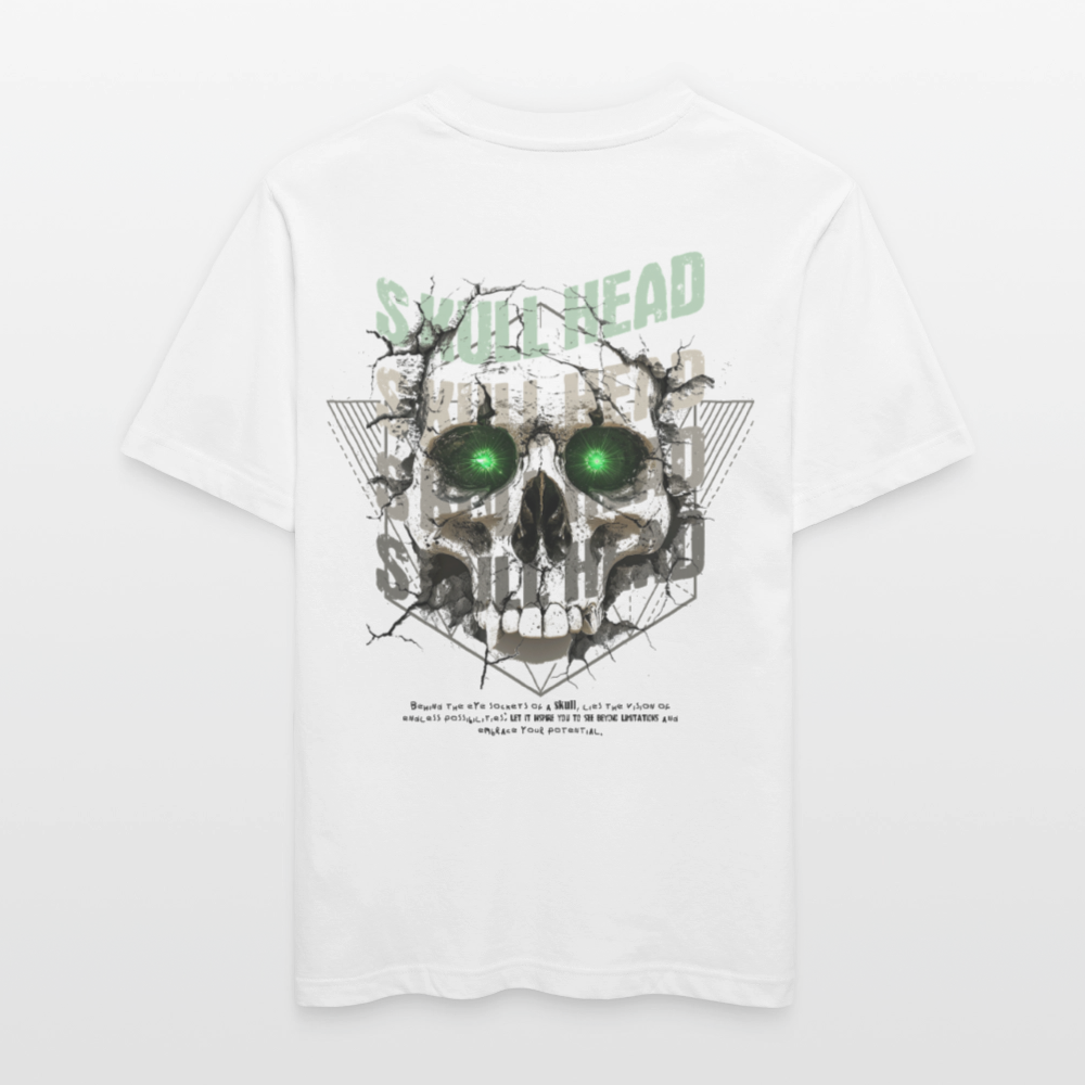 Gliesaron, Totenkopf, 1st | Essential, Relaxed Fit Unisex Bio T-Shirt - Weiß
