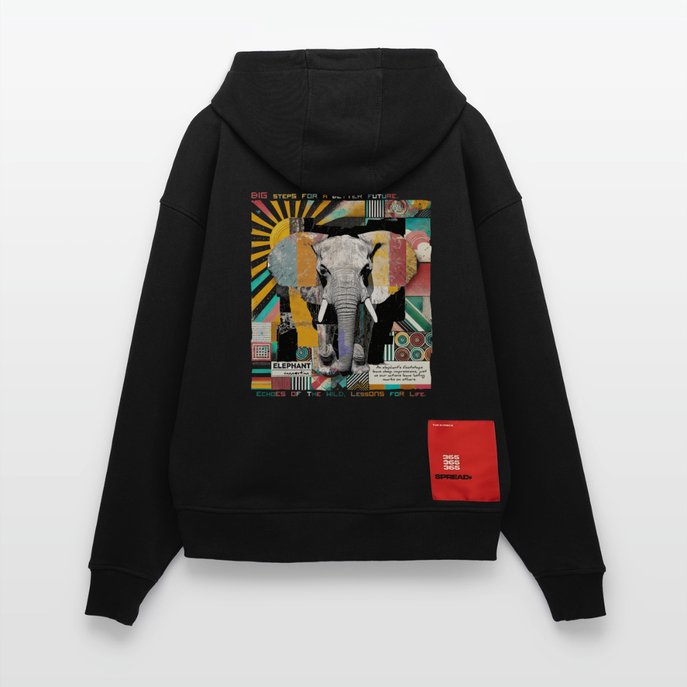 Thanatain, Elefant, 1st | Heavyweight Oversized Bio Hoodie, Unisex - SOLID BLACK