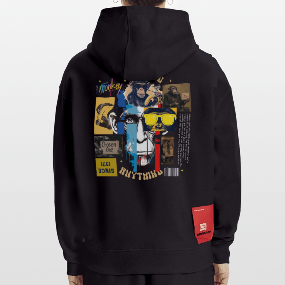 Xurjin, Affe, 1st | Heavyweight Oversized Bio Hoodie, Unisex - SOLID BLACK