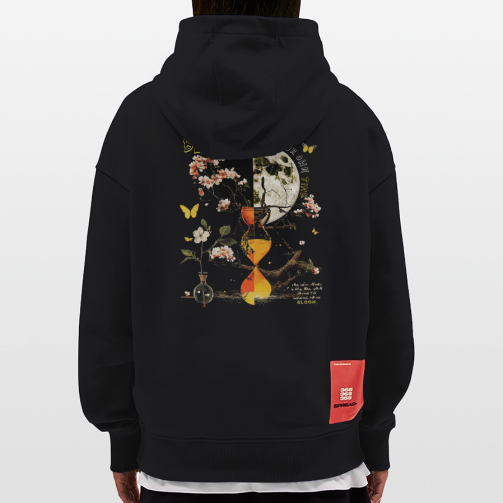 Tsukuyomi, Sanduhr, 1st | Heavyweight Oversized Bio Hoodie, Unisex - SOLID BLACK