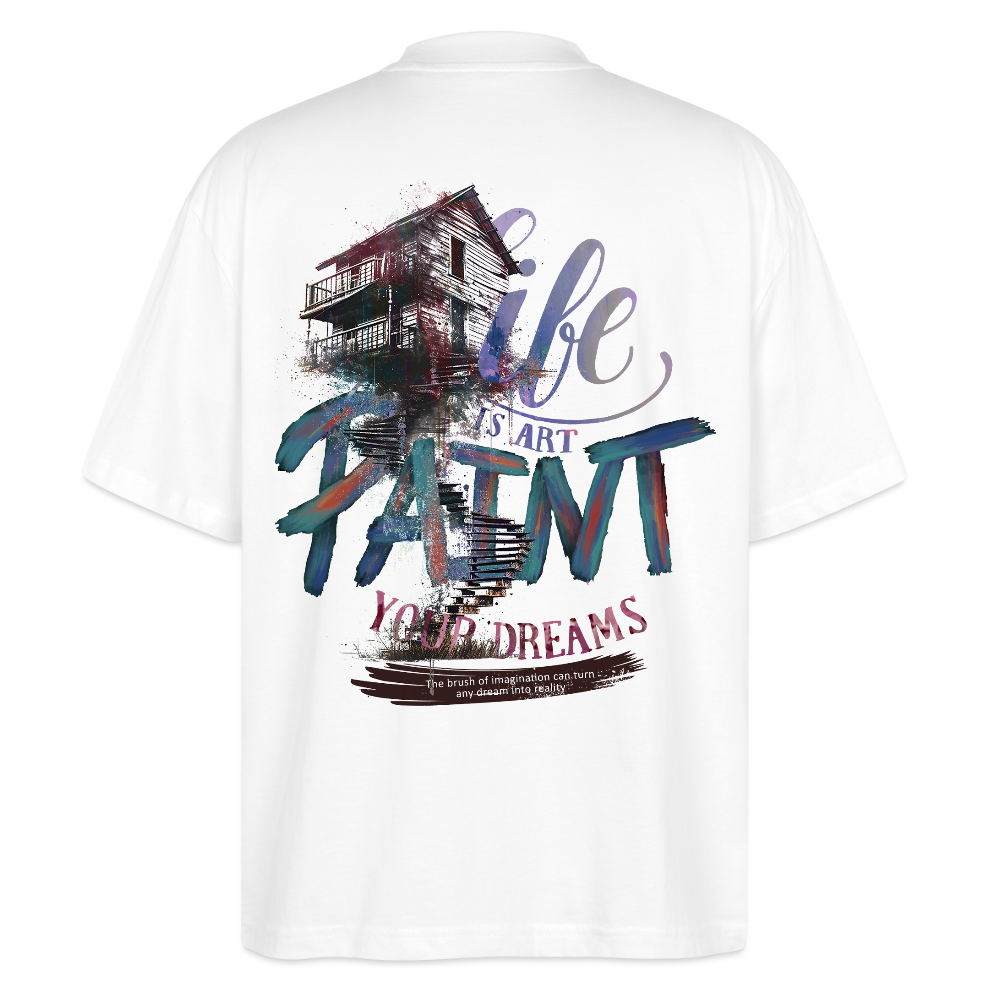 Ignisvar, Haus, 1st | Blaster, Oversize Bio T-Shirt, Unisex - Weiß