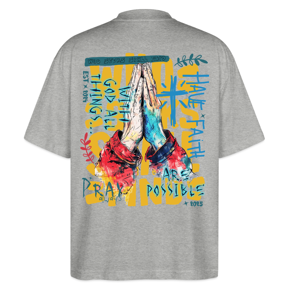 Perseus, Beten, 1st | Blaster, Oversize Bio T-Shirt, Unisex - Grau meliert