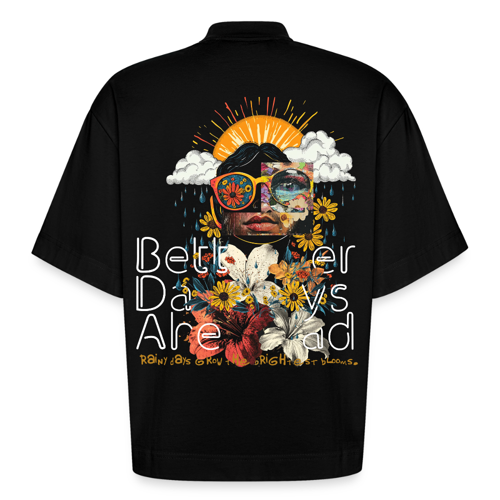 Jinni, Berge, 1st | Boxy, Heavyweight Bio T-Shirt, Unisex - SOLID BLACK