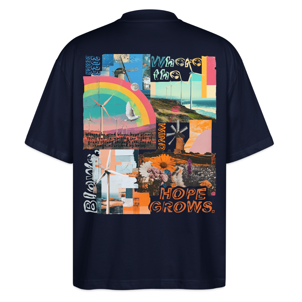 Nyxaris, Windmühle, 1st | Blaster, Oversize Bio T-Shirt, Unisex - Navy