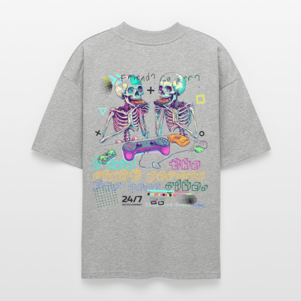 Malakar, Gaming, 1st | Blaster, Oversize Bio T-Shirt, Unisex - Grau meliert