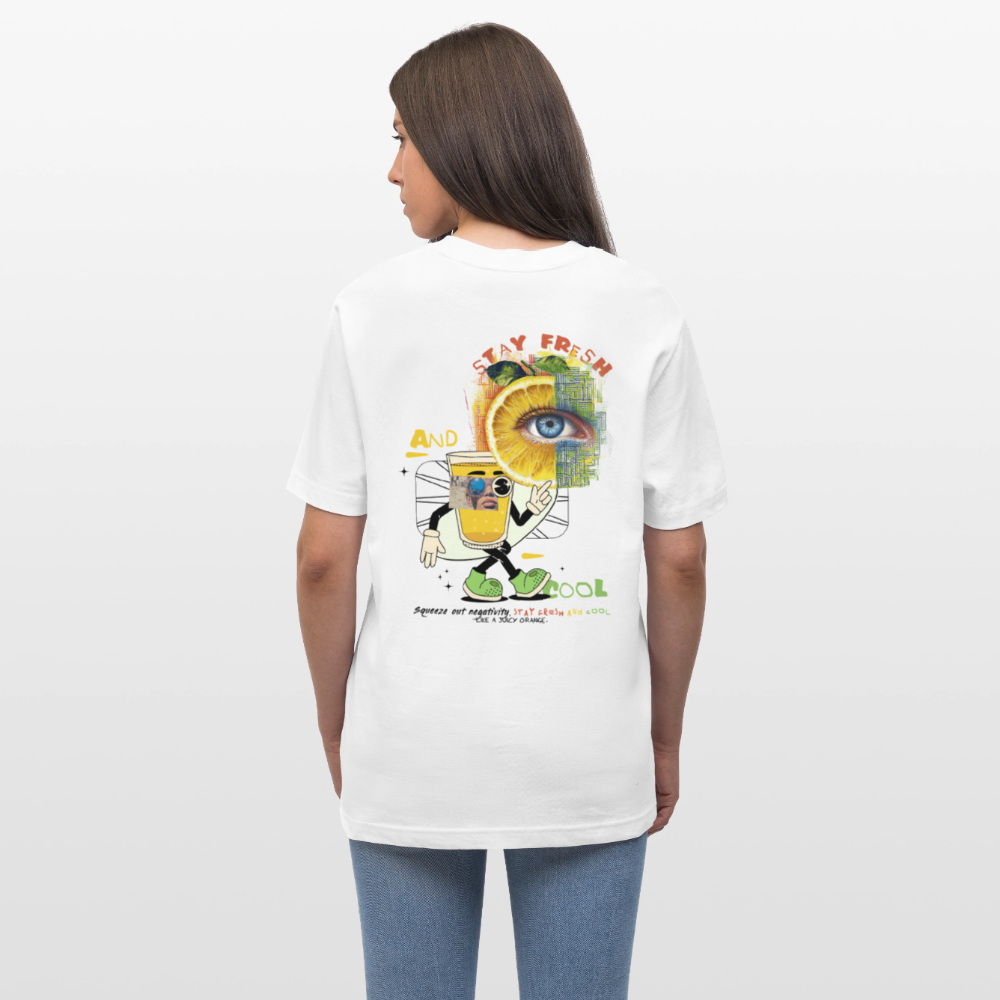 Neptaros, Zitrone, 1st | Essential, Relaxed Fit Unisex Bio T-Shirt - Weiß