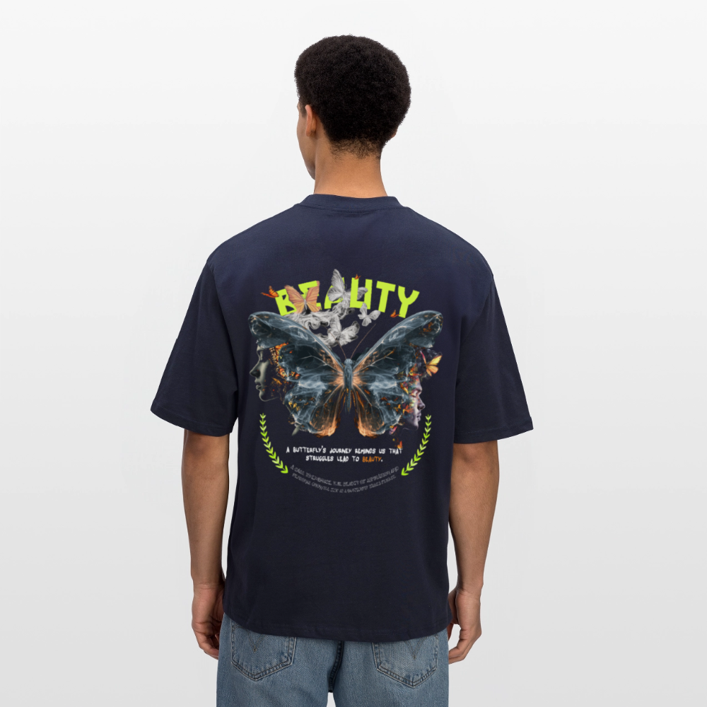 Harith, Schmetterling, 1st | Breezy, Oversized Unisex T-Shirt - Navy