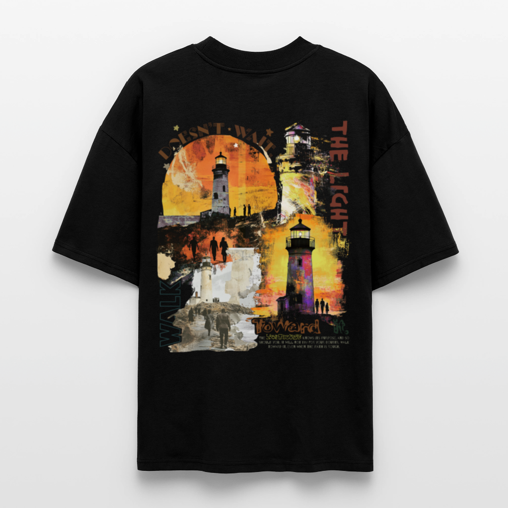 Morian, Leuchtturm, 1st | Blaster, Oversize Bio T-Shirt, Unisex - Schwarz