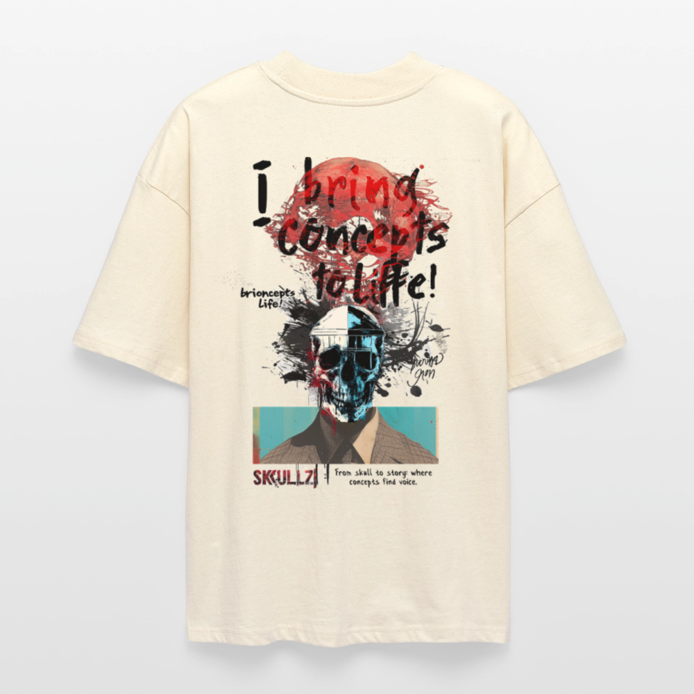 Titanis, Totenkopf, 1st | Blaster, Oversize Bio T-Shirt, Unisex - Weißgrau