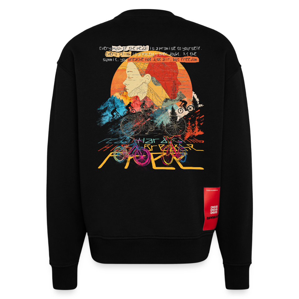 Panos, Fahrrad, 1st | Heavyweight Oversized Bio Sweater, Unisex - SOLID BLACK