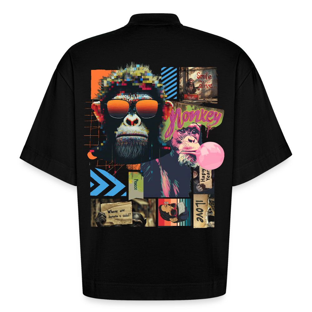 Perîzar, Affen, 1st | Boxy, Heavyweight Bio T-Shirt, Unisex - SOLID BLACK