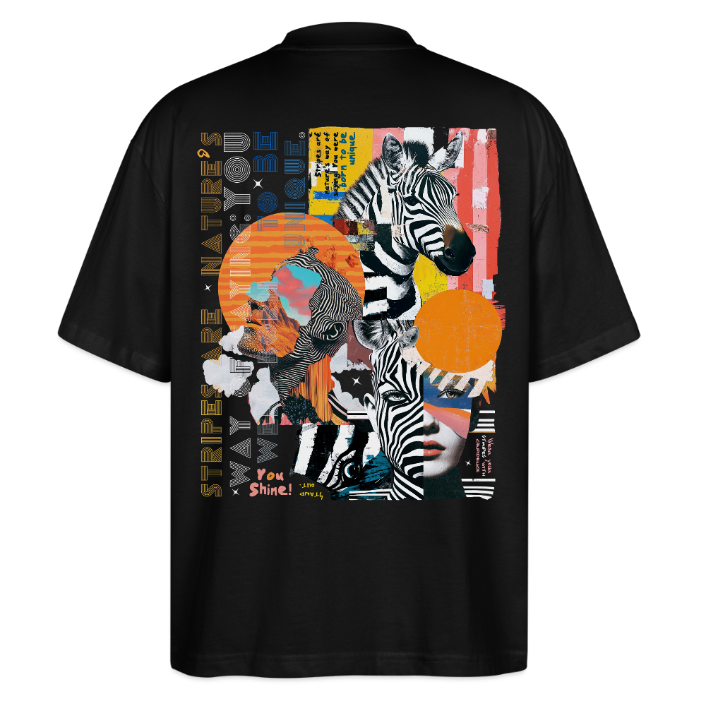 Aresia, Zebra, 1st | Blaster, Oversize Bio T-Shirt, Unisex - Schwarz