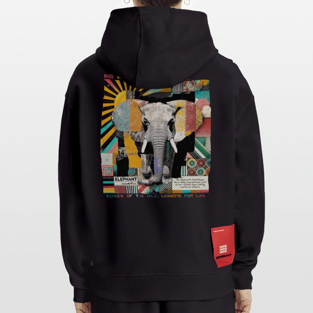 Thanatain, Elefant, 1st | Heavyweight Oversized Bio Hoodie, Unisex - SOLID BLACK