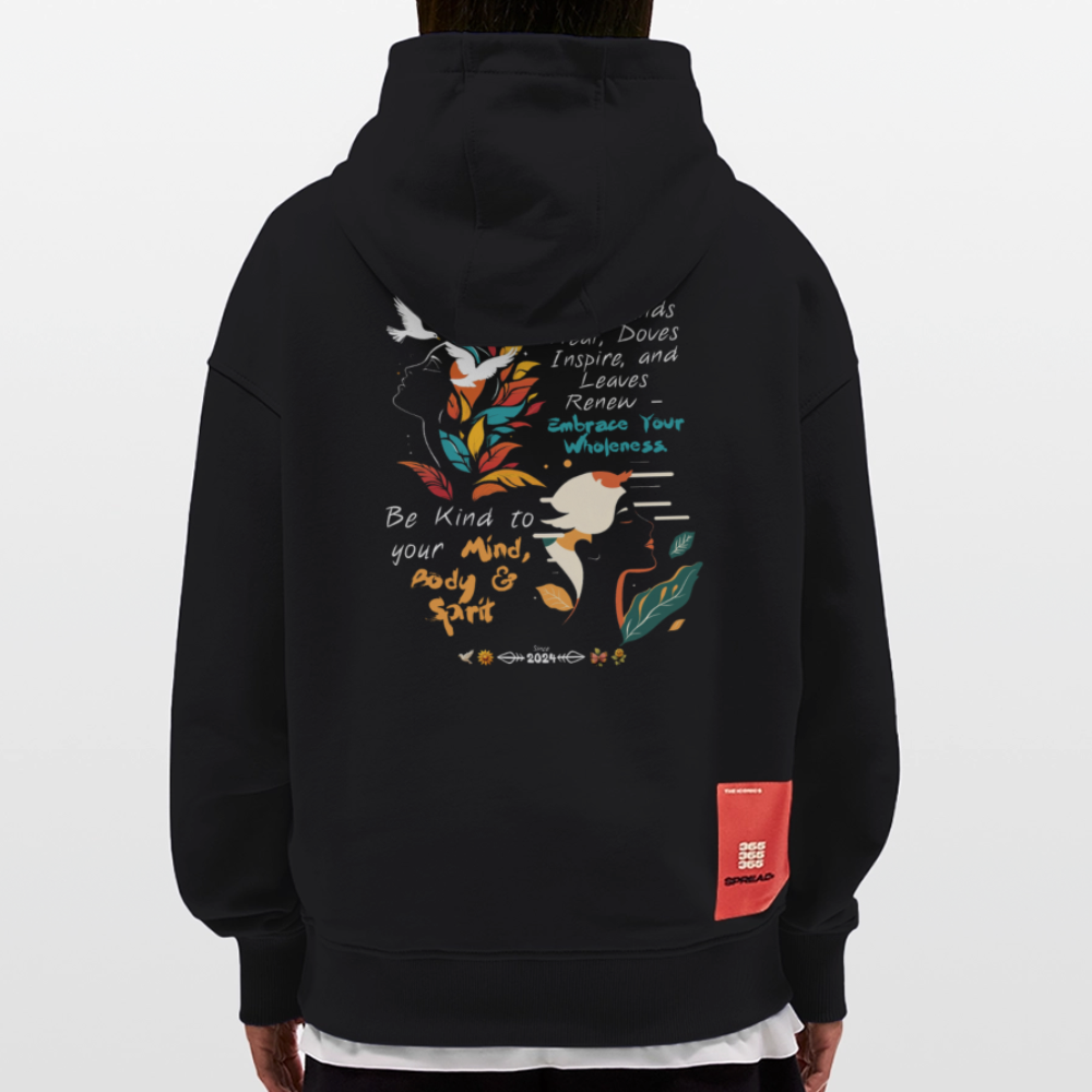 Arwa, Taube, 1st | Heavyweight Oversized Bio Hoodie, Unisex - SOLID BLACK