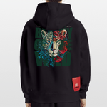 Irise, Leopard, 1st | Heavyweight Oversized Bio Hoodie, Unisex - SOLID BLACK