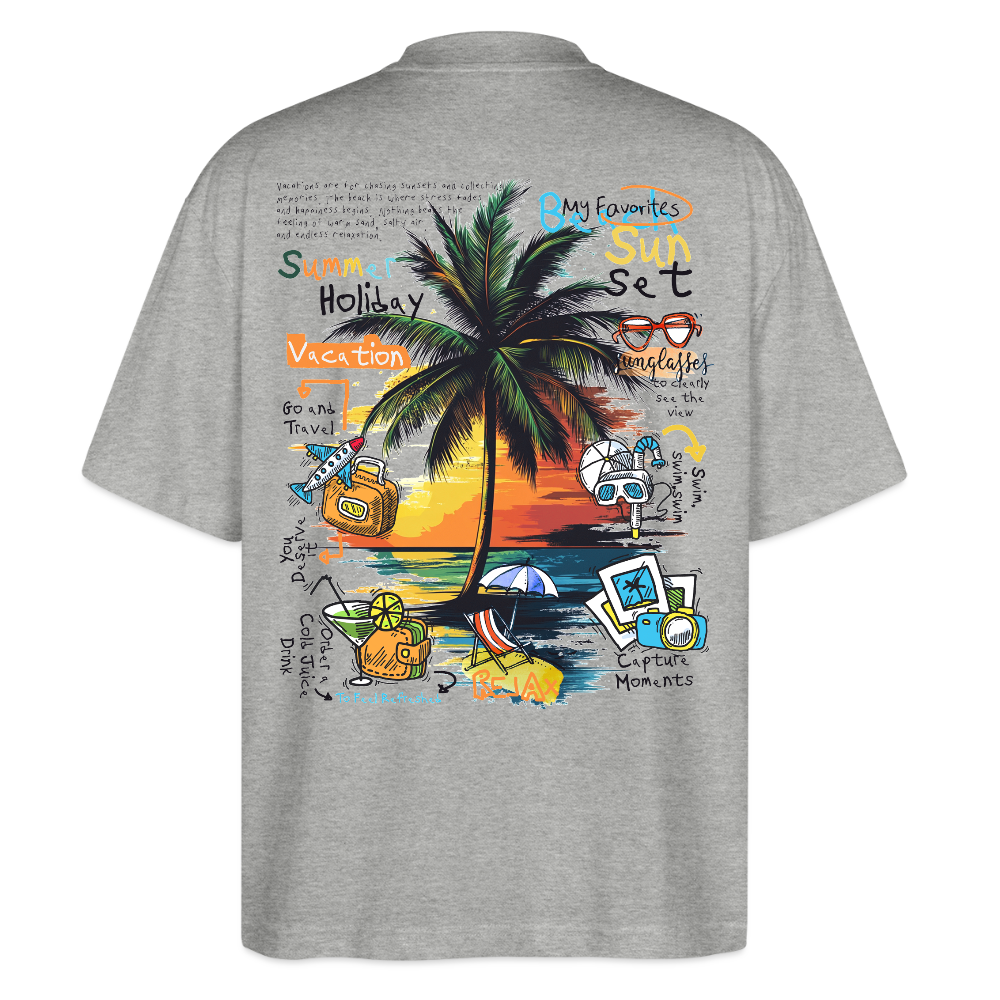 Magnarion, Palmen, 1st | Blaster, Oversize Bio T-Shirt, Unisex - Grau meliert