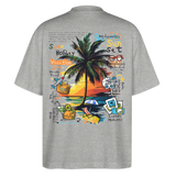 Magnarion, Palmen, 1st | Blaster, Oversize Bio T-Shirt, Unisex - Grau meliert