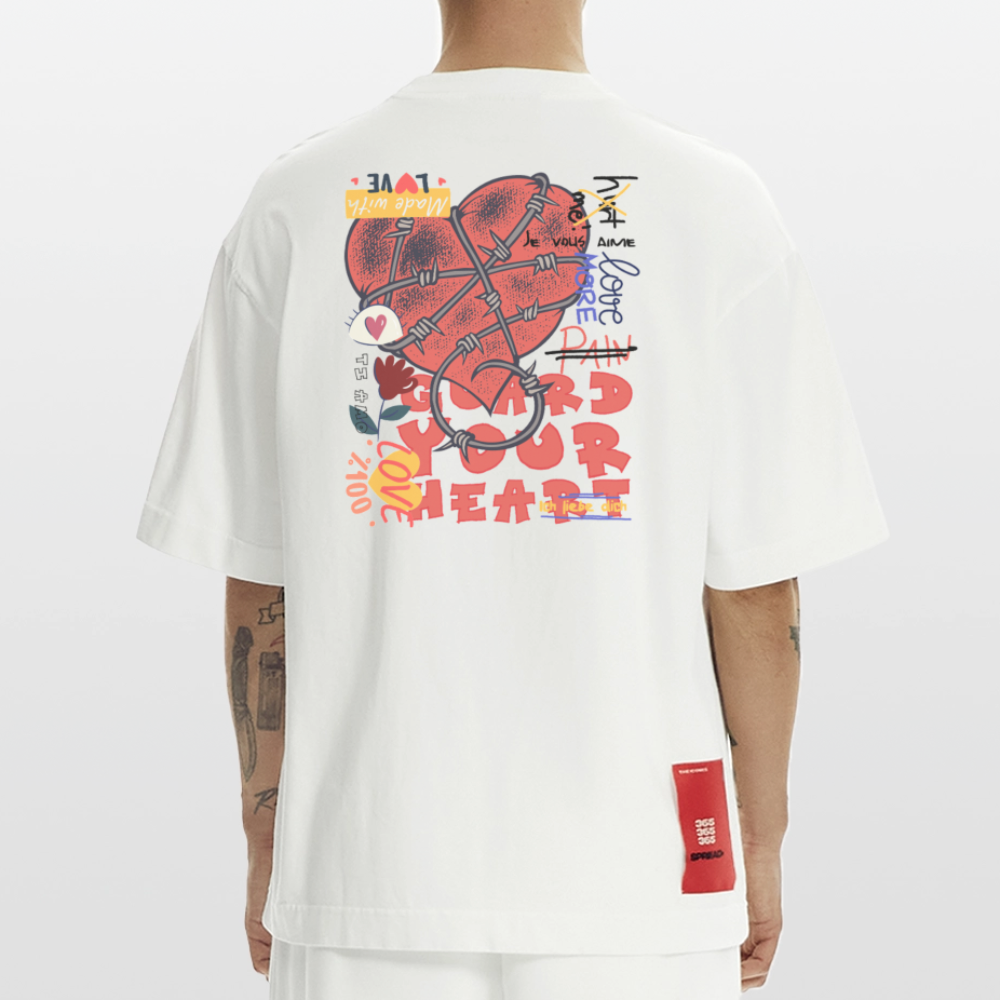 Orvandir, Herz, 1st | Heve, Heavyweight Oversized Bio T-Shirt, Unisex - OFF WHITE