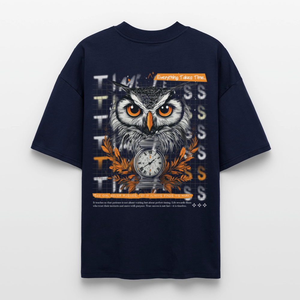 Marid, Eule, 1st | Blaster, Oversize Bio T-Shirt, Unisex - Navy