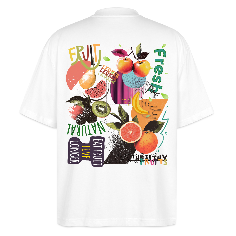 Xerathis, Obst, 1st | Blaster, Oversize Bio T-Shirt, Unisex - Weiß