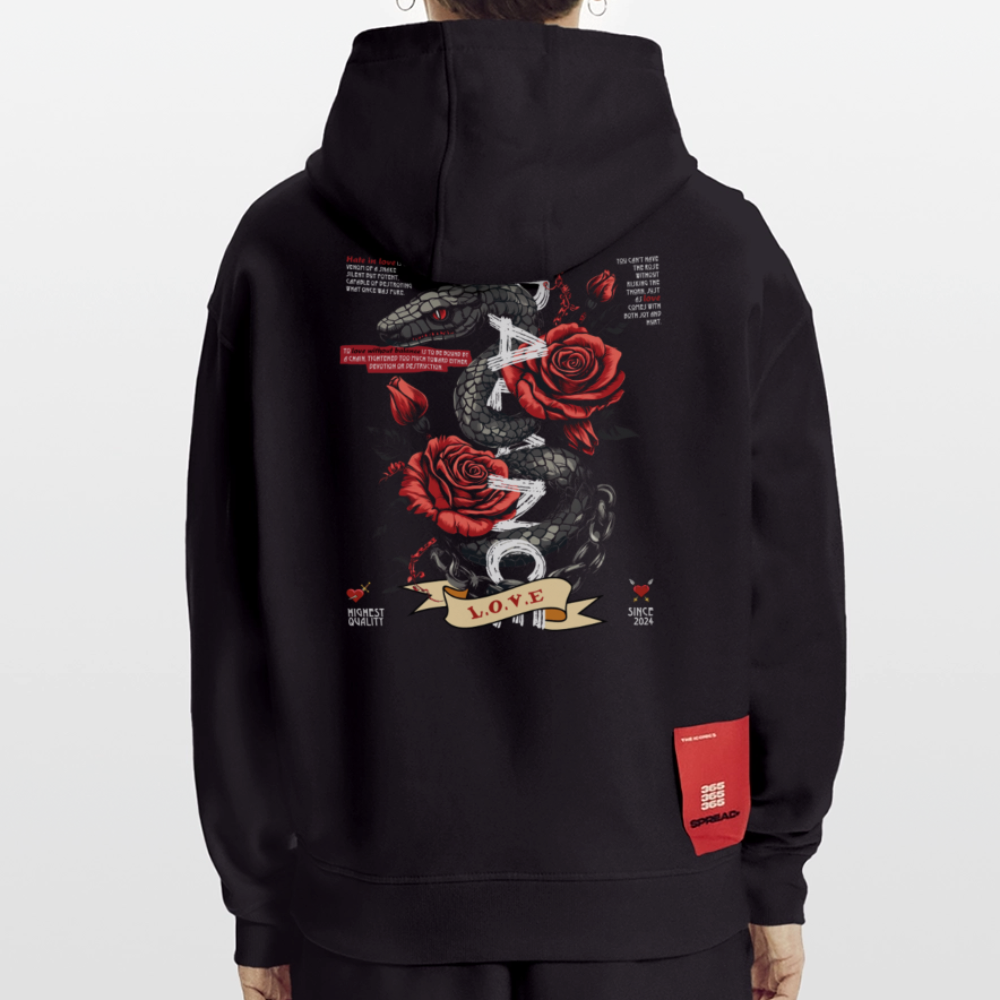 Hephani, Schlange, 1st | Heavyweight Oversized Bio Hoodie, Unisex - SOLID BLACK
