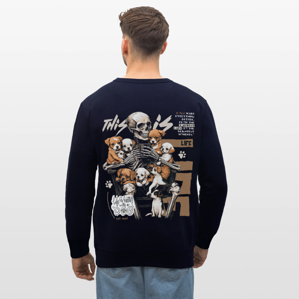 Tezcatlipoca , Hunde & Skelet, 1st | Roller, Unisex Bio-Sweatshirt - Navy