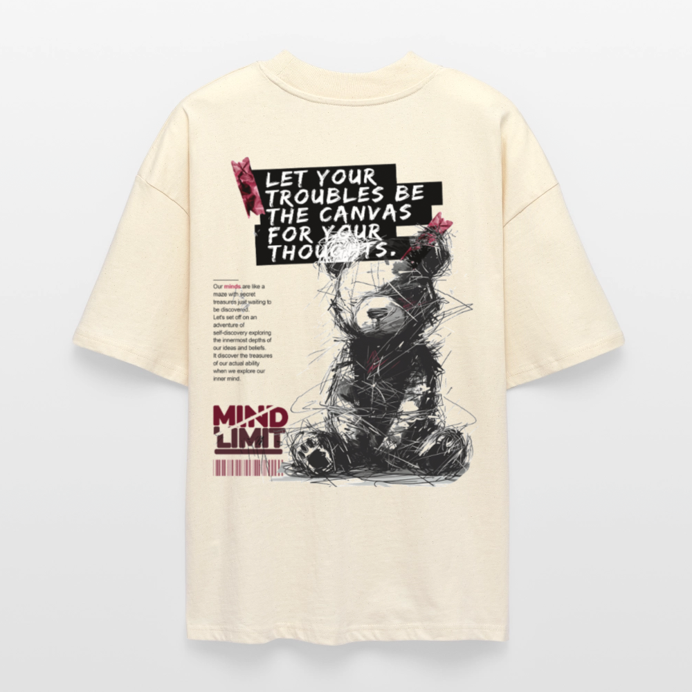 Zentharis, Bär, 1st | Blaster, Oversize Bio T-Shirt, Unisex - Weißgrau