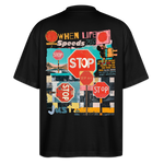 Solvarion2, Stopp, 1st | Blaster, Oversize Bio T-Shirt, Unisex - Schwarz