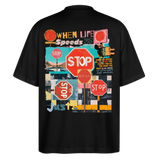 Solvarion2, Stopp, 1st | Blaster, Oversize Bio T-Shirt, Unisex - Schwarz