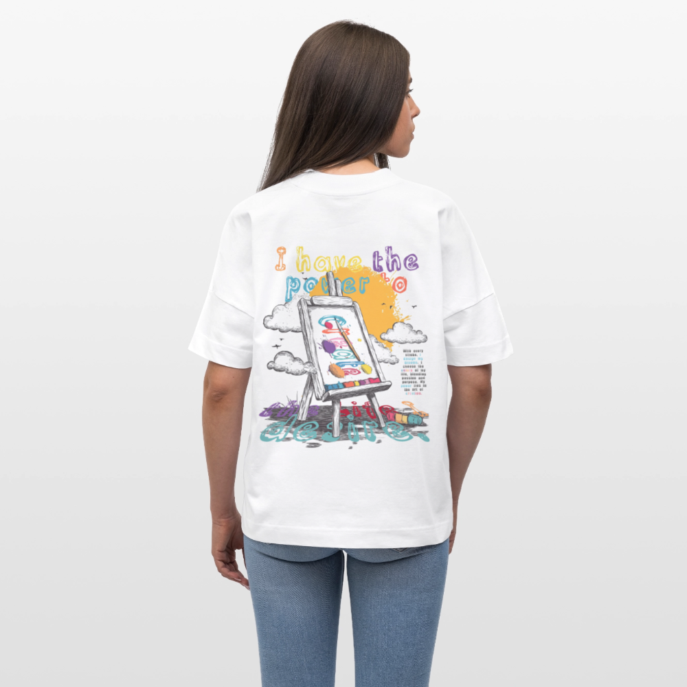 Noctharius, Malen, 1st | Blaster, Oversize Bio T-Shirt, Unisex - Weiß