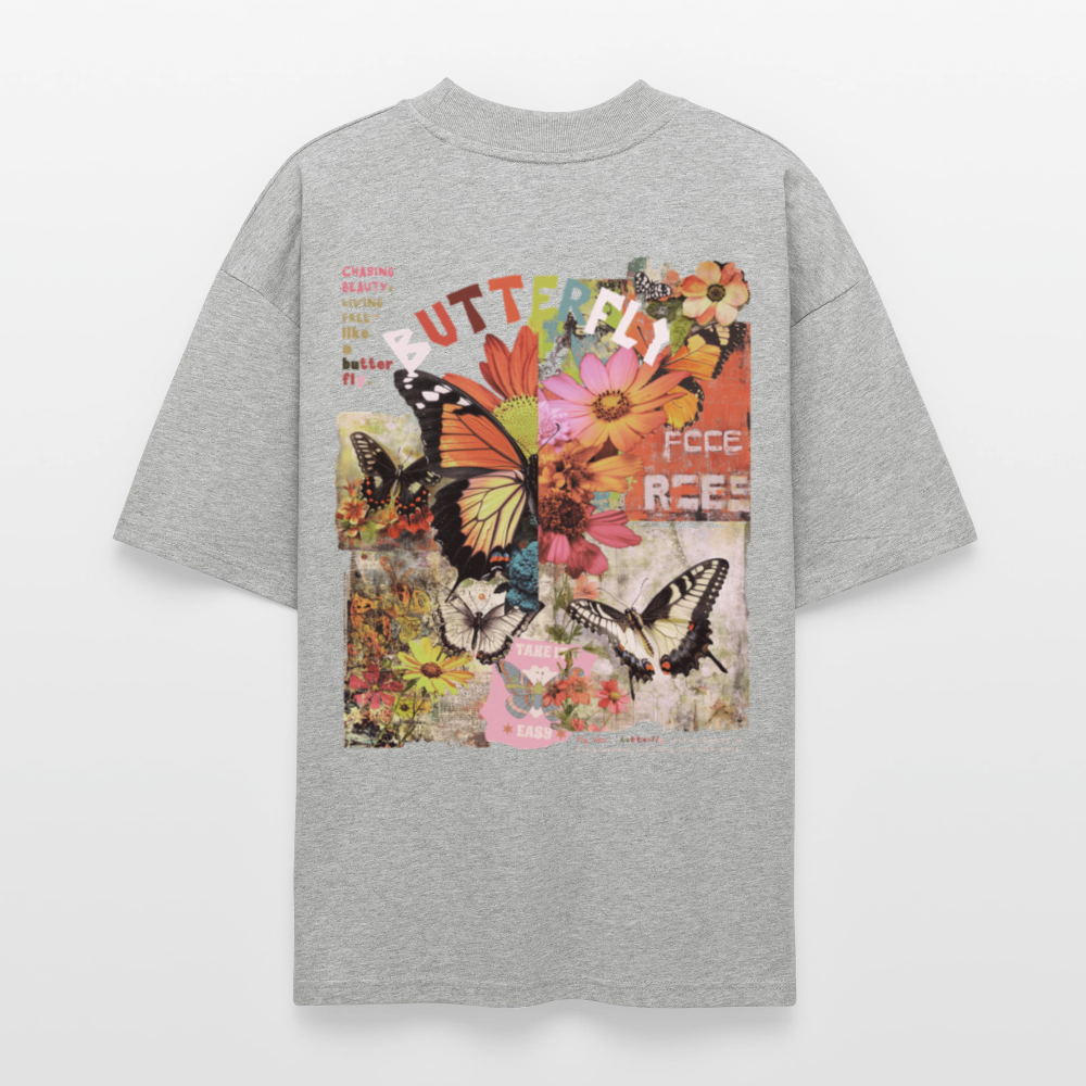 Azaroth2, Schmetterling, 1st | Blaster, Oversize Bio T-Shirt, Unisex - Grau meliert