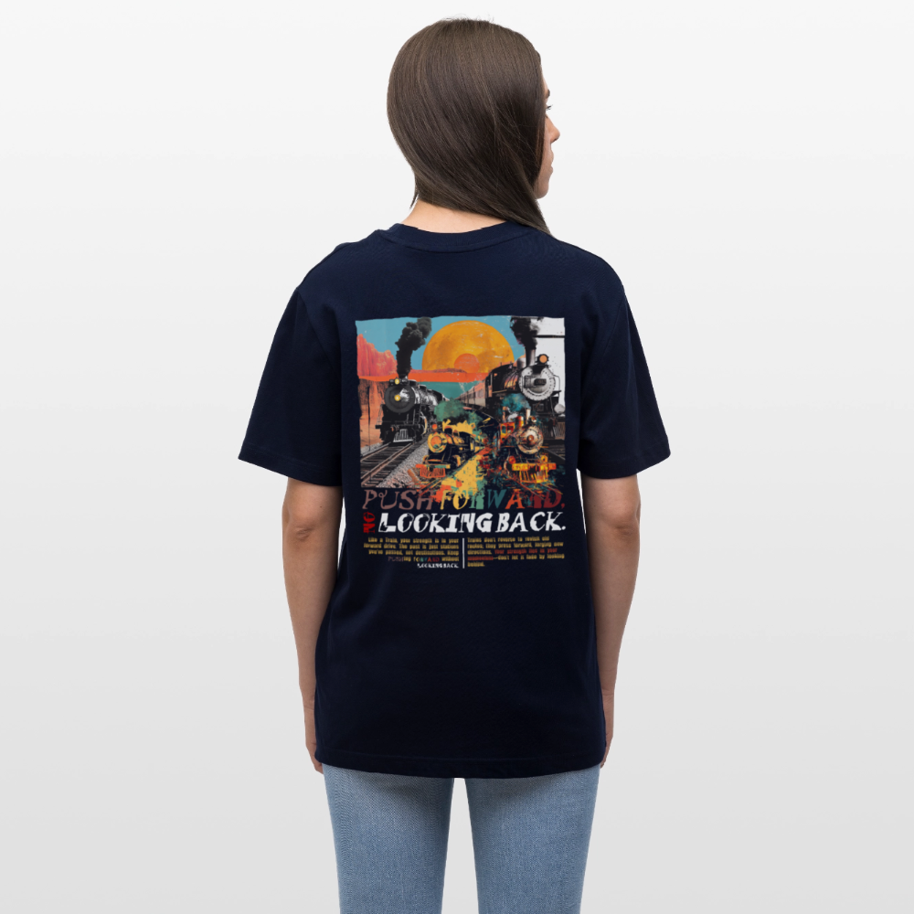 Morphean, Lokomotive, 1st | Essential, Relaxed Fit Unisex Bio T-Shirt - Navy