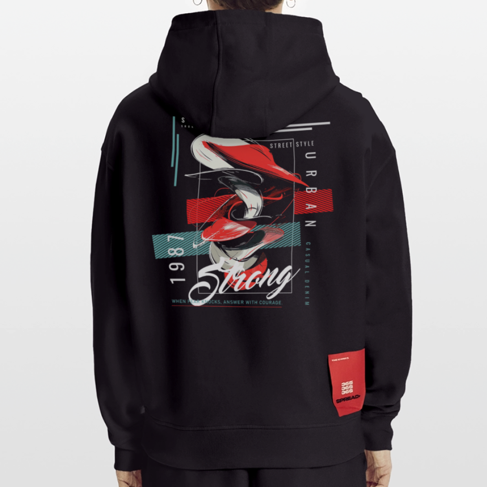 Guanyin, Muschel, 1st | Heavyweight Oversized Bio Hoodie, Unisex - SOLID BLACK