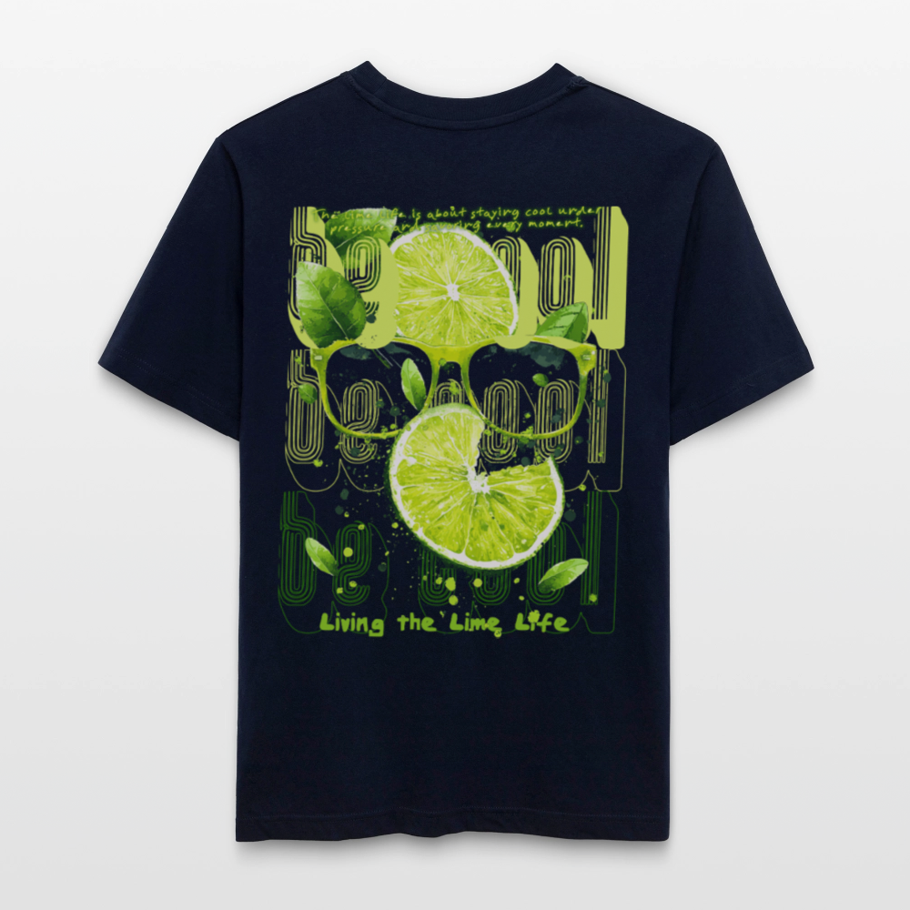 Kali, Limette, 1st | Essential, Relaxed Fit Unisex Bio T-Shirt - Navy