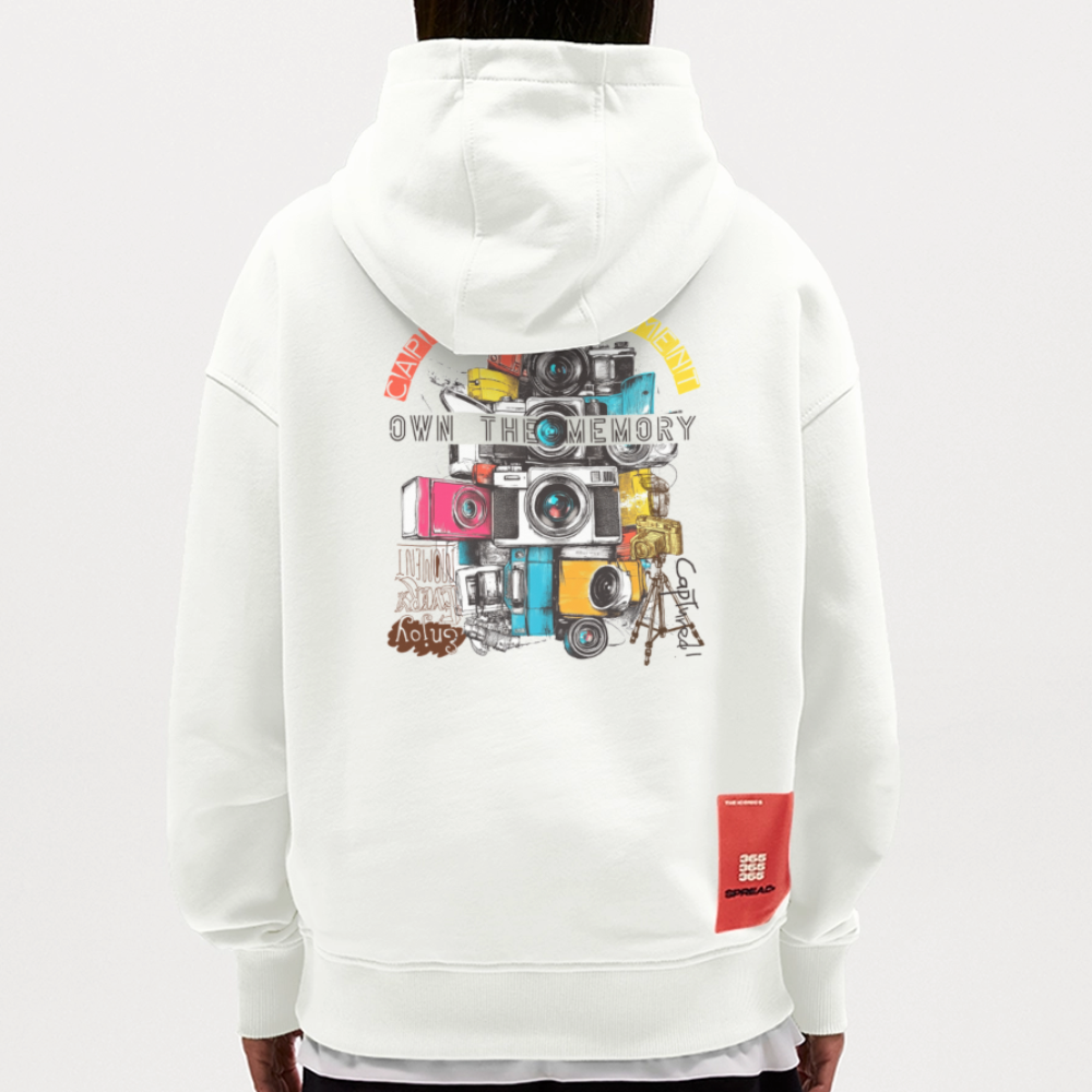 Zarethor, Kamera, 1st | Heavyweight Oversized Bio Hoodie, Unisex - OFF WHITE