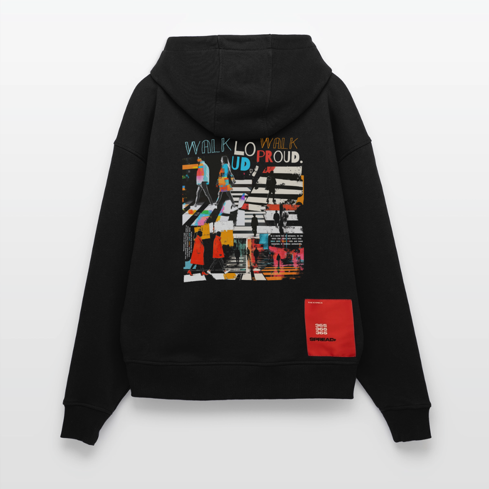 Anankean, Zebrastreifen, 1st | Heavyweight Oversized Bio Hoodie, Unisex - SOLID BLACK