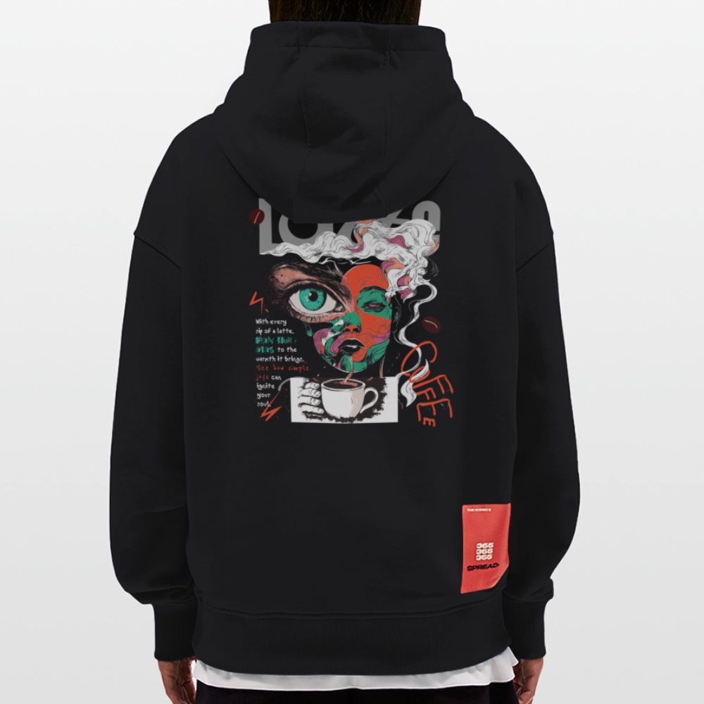 Zalzalak, Kaffee, 1st | Heavyweight Oversized Bio Hoodie, Unisex - SOLID BLACK