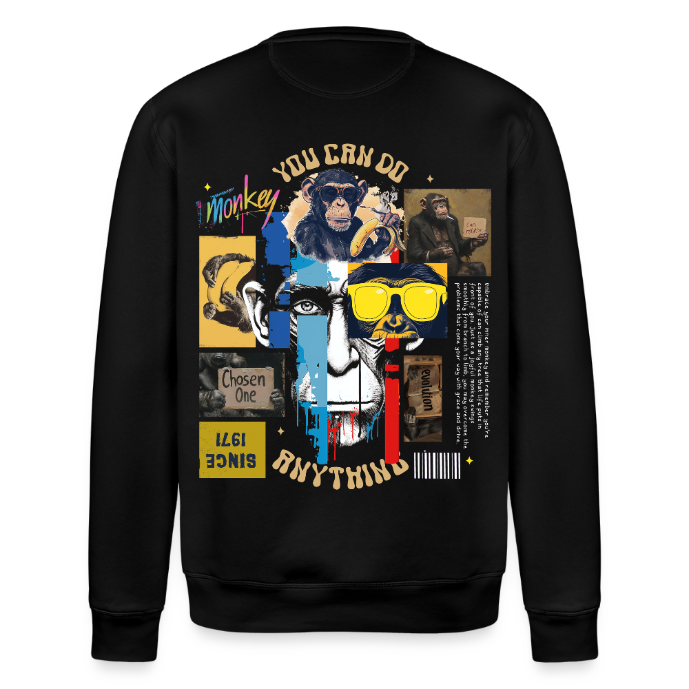 Xurjin, Affe, 1st | Roller, Unisex Bio-Sweatshirt - Schwarz