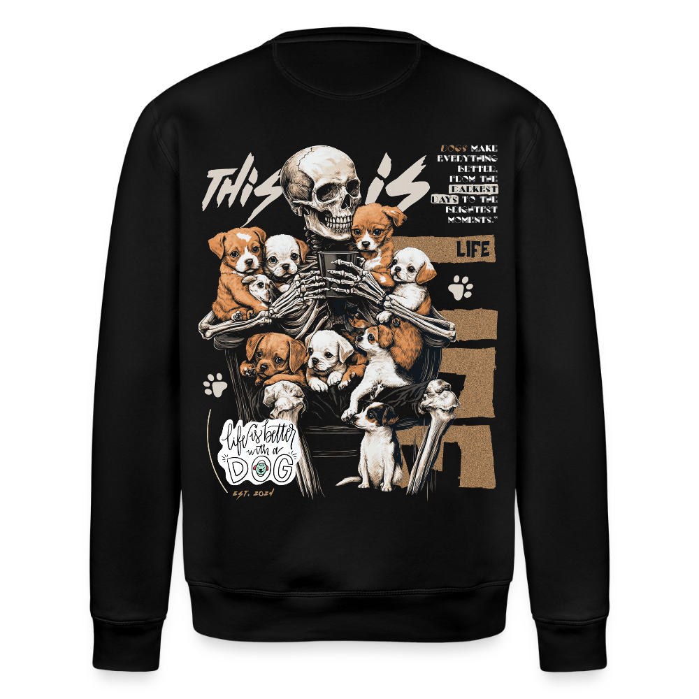 Tezcatlipoca , Hunde & Skelet, 1st | Roller, Unisex Bio-Sweatshirt - Schwarz
