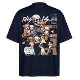 Tezcatlipoca , Hunde & Skelet, 1st | Blaster, Oversize Bio T-Shirt, Unisex - Navy