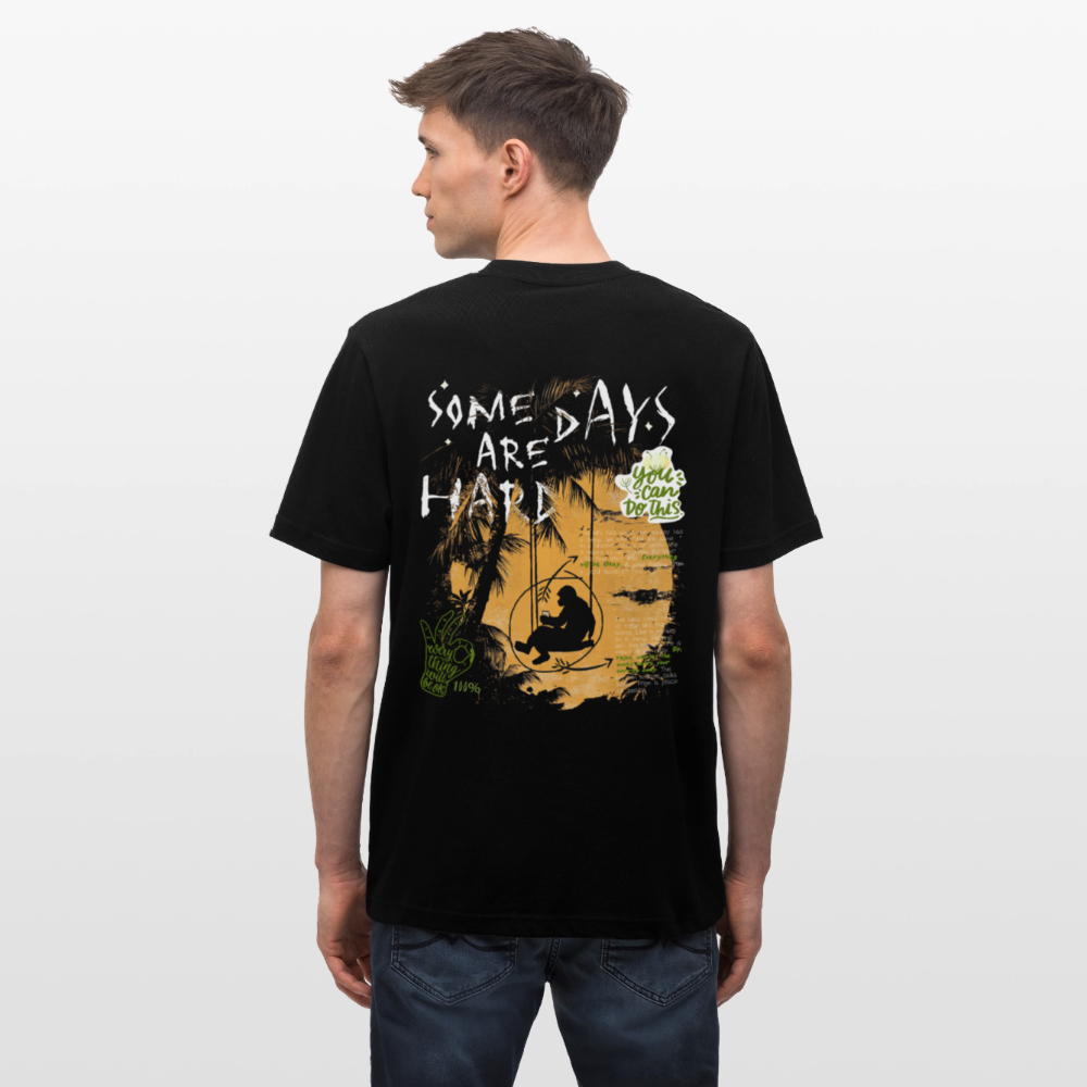 Amphionan, Palmen, 1st | Essential, Relaxed Fit Unisex Bio T-Shirt - Schwarz