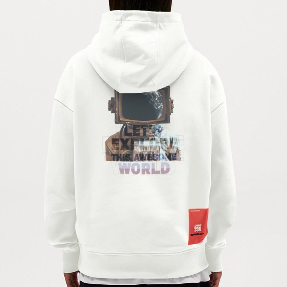 Denebris, Astronaut, 1st | Heavyweight Oversized Bio Hoodie, Unisex - OFF WHITE