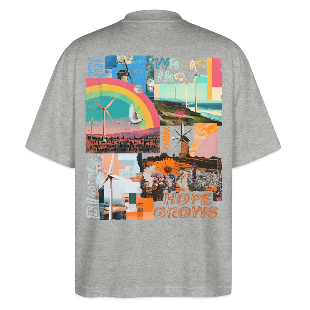 Nyxaris, Windmühle, 1st | Blaster, Oversize Bio T-Shirt, Unisex - Grau meliert