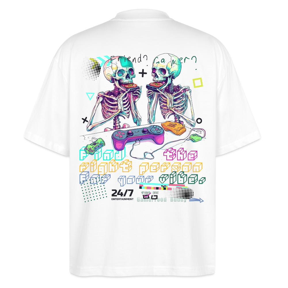Malakar, Gaming, 1st | Blaster, Oversize Bio T-Shirt, Unisex - Weiß