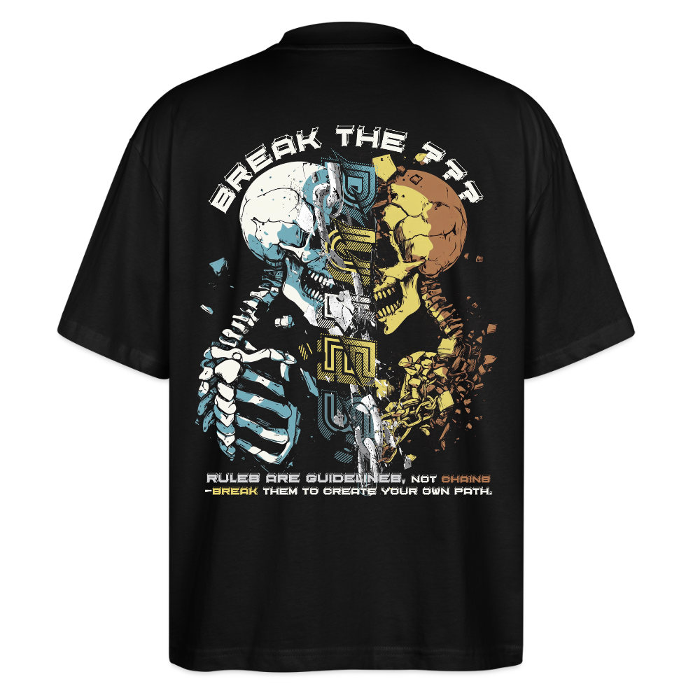 Fujin, Totenkopf, 1st | Blaster, Oversize Bio T-Shirt, Unisex - Schwarz