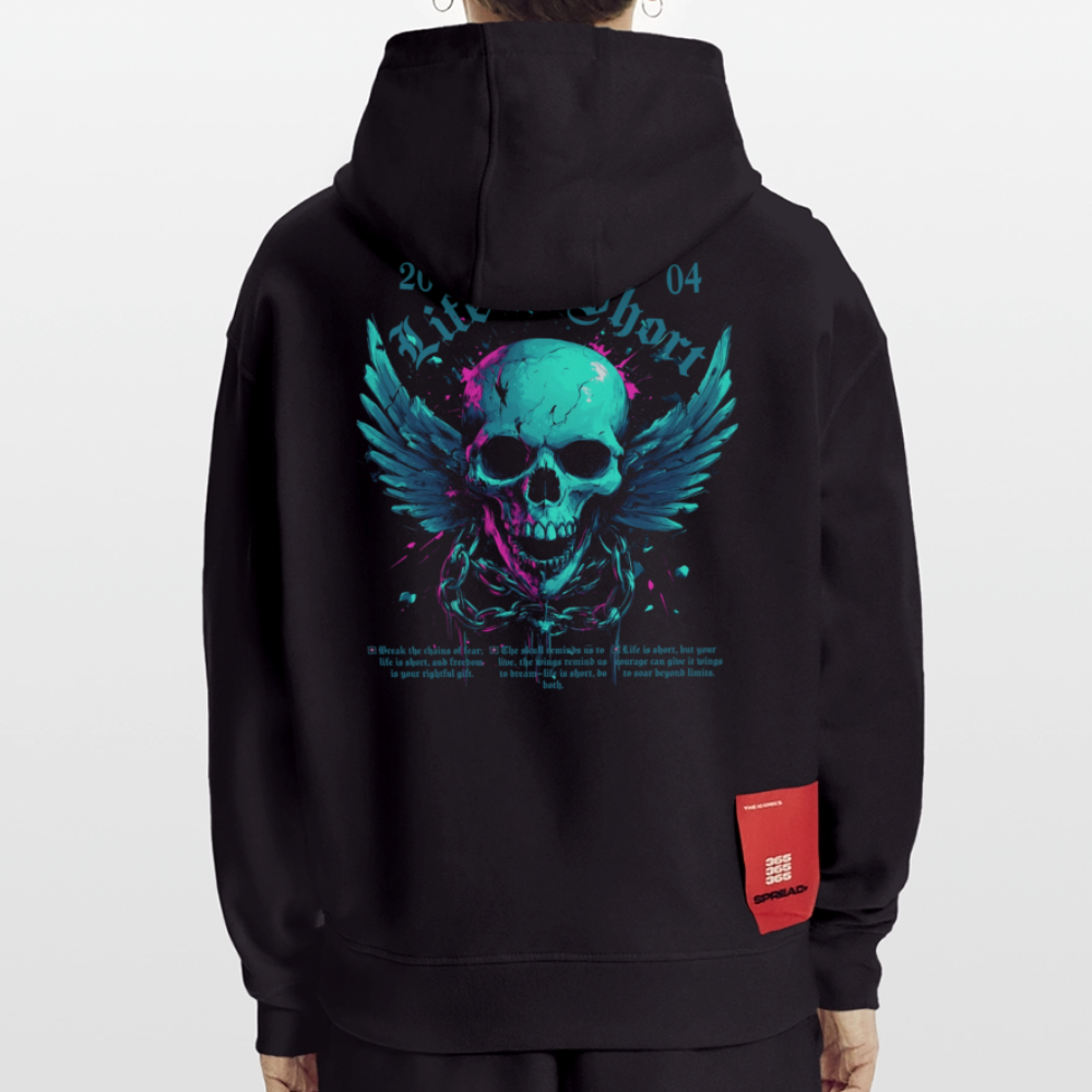Bishamonten, Totenkopf, 1st | Heavyweight Oversized Bio Hoodie, Unisex - SOLID BLACK