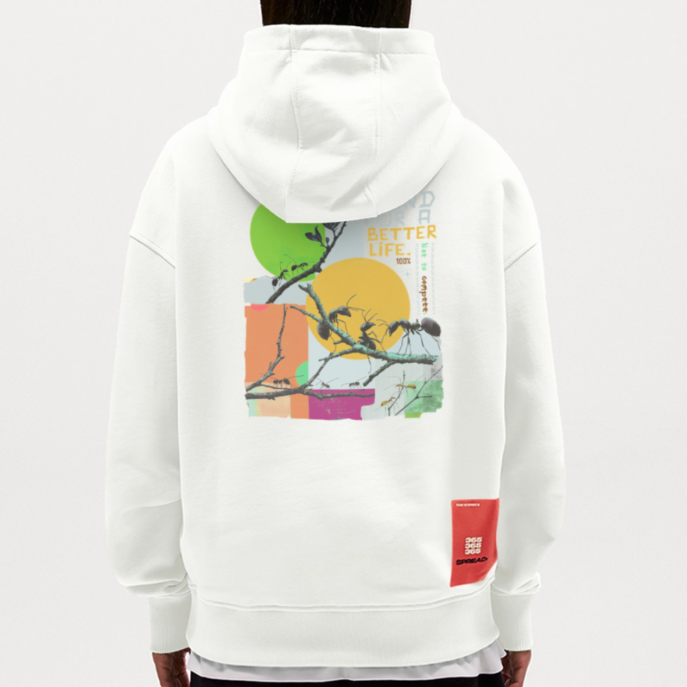 Draganis, Ameisen, 1st | Heavyweight Oversized Bio Hoodie, Unisex - OFF WHITE