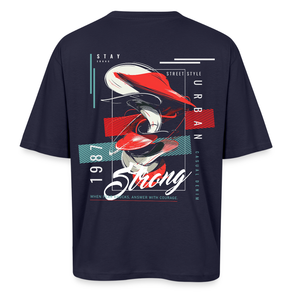 Guanyin, Muschel, 1st | Breezy, Oversized Unisex T-Shirt - Navy