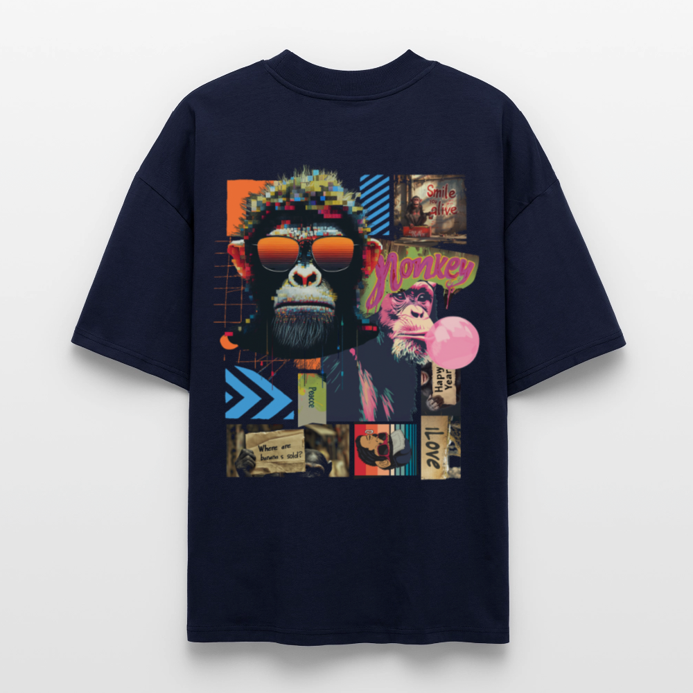 Perîzar, Affen, 1st | Blaster, Oversize Bio T-Shirt, Unisex - Navy