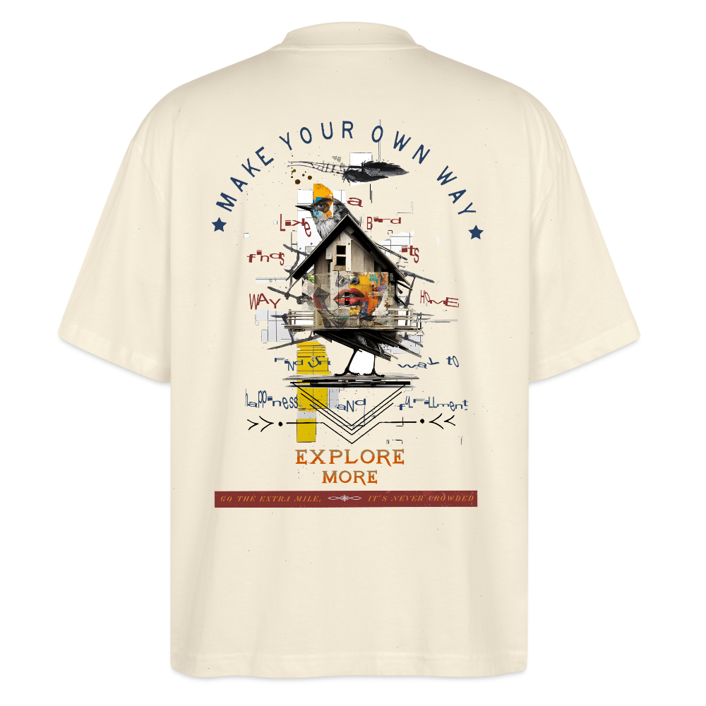 Durnamar, Vogel, 1st | Blaster, Oversize Bio T-Shirt, Unisex - Weißgrau